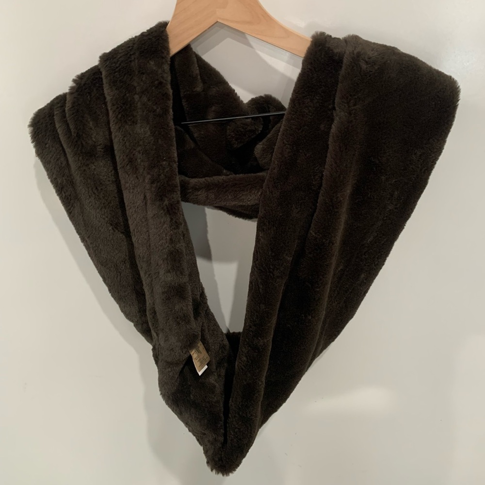 Calvin Klein Rich Brown Faux Fur Scarf